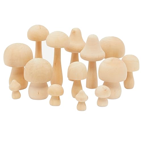 Bright Creations Mushroom Decor Mini Wooden Mushrooms for Painting -