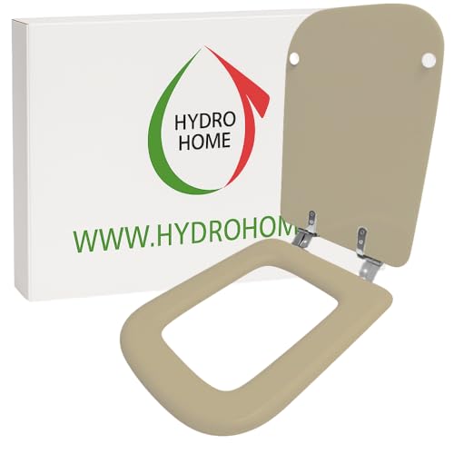 HYDRO HOME - Copriwater Ideal Standard Conca Come Originale, Tavoletta WC Ideal Standard con Cerniere Inclinate Idonee, Coperchio Water Copri Water in Legno Rivestito (CHAMPAGNE)