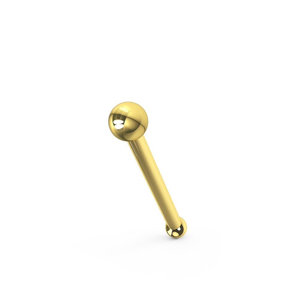 Monster Piercing - 9K Gold Echtgold | Nasenpiercing Nasenstecker Stud | Stabstärke: 22G (0,6 mm) | Stablänge: 6mm | Kugelgröße: 1mm bis 2mm | Hypoallergen