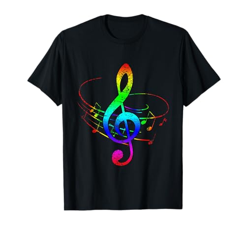 Regenbogen Notenschlüssel T-Shirt