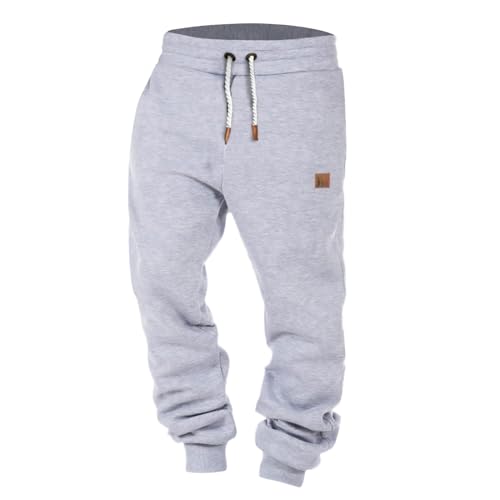 Mens Cargo Sweatpants Cotton Heavyweight Thick Elastic Waist Sweatpants Fall Winter Workout Jogger Pants with Pockets