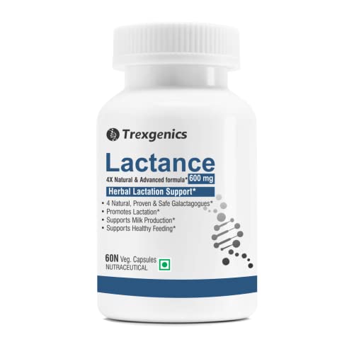 Trexgenics LACTANCE Lactation Support 4X Galactagogues 600 mg VEGAN & NON-GMO (60 Veg. Capsules) (Pack of 1)
