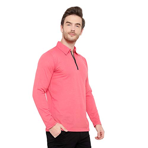 Image of Men's Cotton Blend Full Sleeve Zip Neck Polo T-Shirt (Pack of 1)