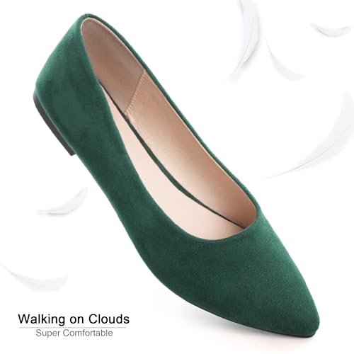 Image of Dear Time Women's Pointed Toe Ballet Flats Simple Casual Office Work Flats Slip-on Comfortable Shoes