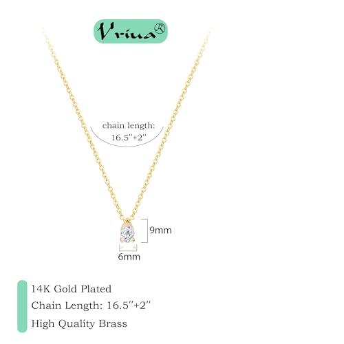 VRIUA Diamond Necklaces for Women, Dainty Gold/Silver Necklace 14K Gold/White Gold Plated Layered Necklace Simple Diamond Gold Necklace for Women Trendy Jewelry4