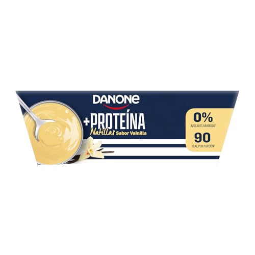Danone Natillas Proteicas con Sabor Vainilla - Sin gluten ni azúcares añadidos - 4 x 120g, 480g