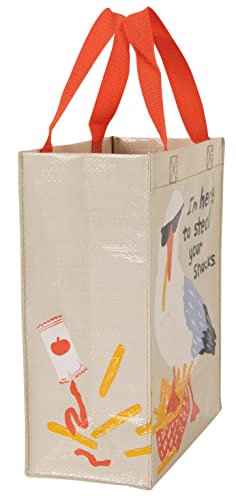 Blue Q Handy Tote - I'm Here To Steal Your Snacks. Reusable Lunch Bag, Little Tote, Gift Bag, Sturdy And Easy-To-Wipe-Clean, Made From 95% Recycled Material, 10" H X 8.5" W X 4.5" D #TOP2
