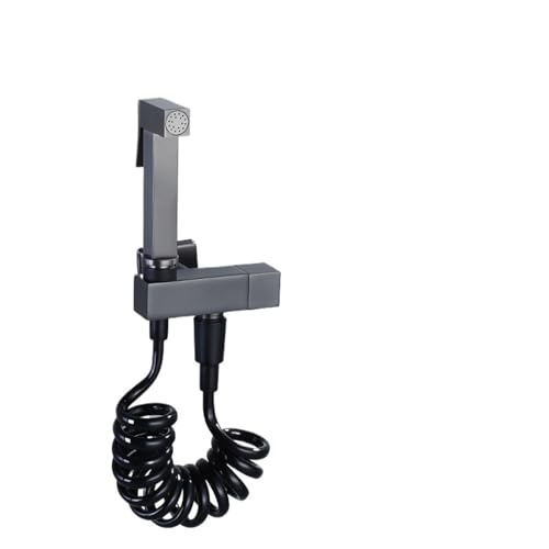 Abattant WC bidet simple for femme, autonettoyant, en laiton, multifonctionnel, mural, carré, avec jet booster(Gun gray B)