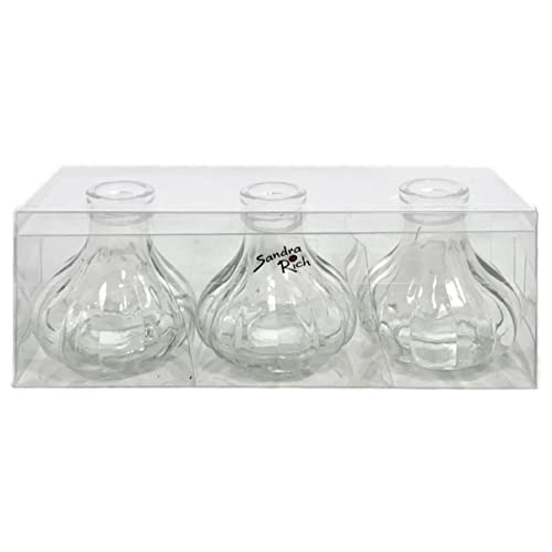 Sandra Rich. Glas VASE Bottle Stripes. 3 kleine Flaschen ca 7 x 7 cm. Klar Natur 1167-7-99 Cover