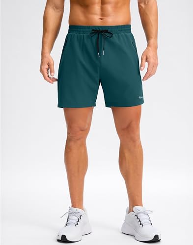 Image of Pudolla Men's Running Gym Shorts with Zipper Pockets 5 inch /7 inch / Lightweight Quick Dry Running Workout Athletic Short