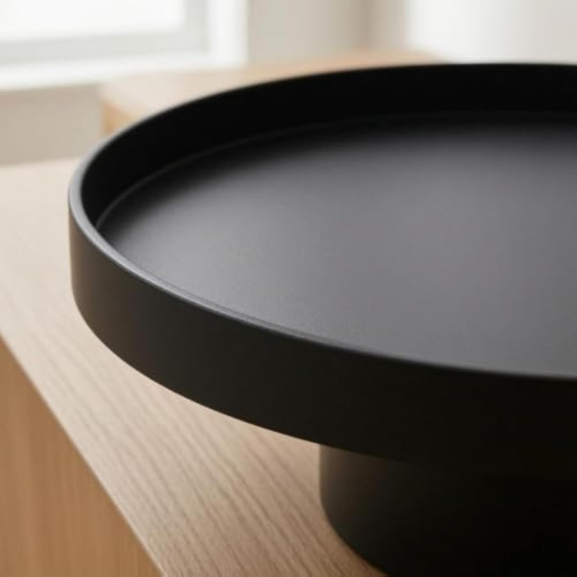 Minimalist White Round Tabletop Tray, Modern Decor Riser
