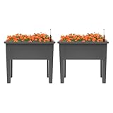 C-Juzarl Hochbeet Pflanzkasten Blumenbett, Frühbeet Bausatz Kräuterbeet für Garten, Balkon, ideal für den Anbau von Gemüse Obst Kräutern (Grau)