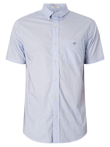 GANT Chemise en Popeline à Manches Courtes pour Homme, Bleu Clair, Bleu Clair, XL