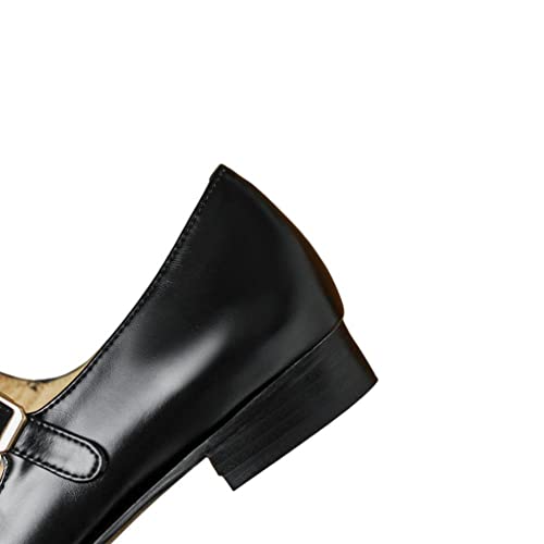 TinaCus Women's Genuine Leather Handmade Pointed Toe Flats Buckle Mary Janes Cute Dress Shoes4