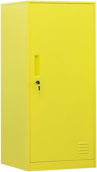 1 Door Metal Vertical Storage Locker for Kids Bedroom, Children Room, School, Office, Home,Stackable Steel Storage Cabinet for Toys, Sports Equipment,Anti-Tilting Device. (1D, Yellow)