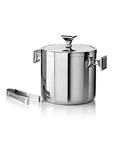 OTTAVIANI Home Secchiello Portaghiaccio con Pinza in Metallo Argentato Altezza 17 Cm Diametro 15 Referenza 77261