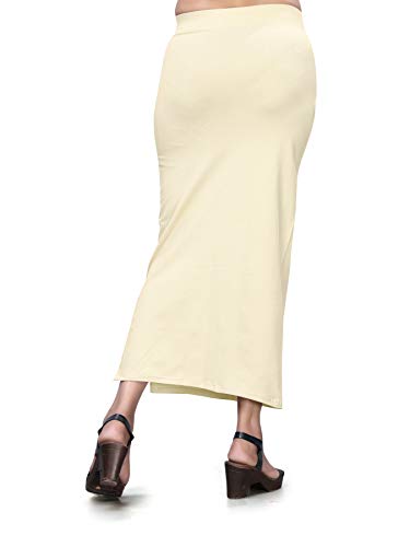 Image of Mehrang Stretchable Saree Shapewear Petticoat for Women, Cotton Blended,Petticoat,Skirts for Women,Shape Wear Dress for Saree Cream