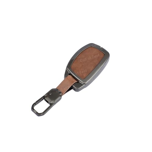 Image of Premium Metal Leather Key Cover Compatible with Hyundai I20, Creta, Venue, Tucson, Alcazar, Verna, Xcent, Aura, Elantra 3 Button Flip Key Full Leather and Metal Protection with Keychain