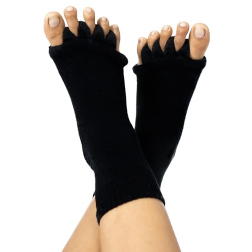 Image of DIRTS Foot Alignment Socks 5 Toe seprator -Easing Bunion, Plantar Fasciitis, Hammer Toes, and Pain Relief |- Size UK6-9 (Black polyester, One Size)