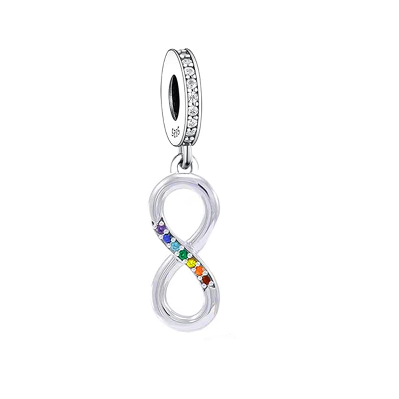 GenericM&S Rainbow Infinity 8 Pave Love Charm Bead Pendant, 925 Sterling Silver Dangle Charm, Compatible With Pandora & European Bracelet …