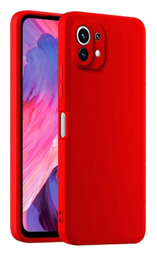 HULLIN Colorful Silicone Phone Case Cover, Suitable for Xiaomi MI 11 Lite / 11 Lite 5G / 11 Lite 5G NE (6.55") - China Red