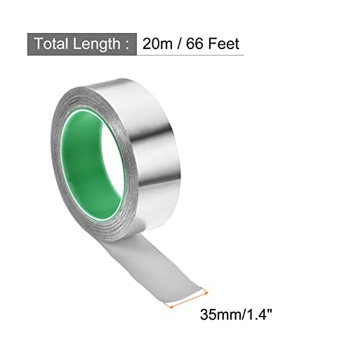 Image of Aluminum Foil Tape Adhesive Metal Tape, [for Sealing Patching Hot Cold HVAC, Duct, Pipe Insulation] - 1 3 /8 inch /66ft /2.4 Mil