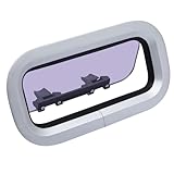 Amarine Made 14.5 in x 7.6 in Porthole Window, Anodized Aluminum Boat Window, Marine Porthole Window with 10mm Thick Acrylic Lid, Boat Portlight, Boat Skylights Window for Boat/Yacht/RV, Silver
