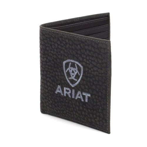 ARIAT Men's Pebbled Bull Hide Leather Bifold Wallet (Black)2