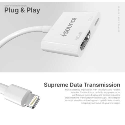 Sounce Lightning to HDMI Adapter with Charging Port, 1080p Digital AV Adapter Sync Screen Converter for iPhone, iPad, iPod, HDMI Converter to HD... - Image 3
