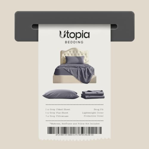 Image of Utopia Bedding Twin Bed Sheets Set - Pack of 2 Sheet Sets - Perfect for Spa, Hotel, & Guest Bedroom - Brushed Microfiber - Shrinkage and Fade Resistant - Easy Care (Grey)