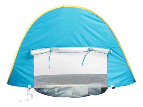Barraca de Praia Portátil e Desmontável para Bêbes Com Proteção Solar UV e Piscina Divertida (Azul)
