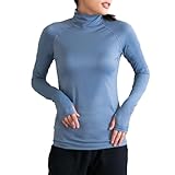 [グラモア] スポーツ インナー YOGA by glamore 指穴付きハイネック長袖 UVカット 吸汗速乾 伸縮性 レディース M ブルー FT0271