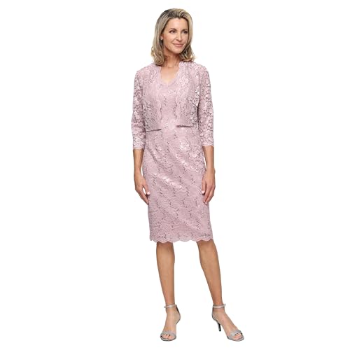 Image of S.L. Fashions Women's Short Sequined Lace Special Occasion Dress with Bolero Jacket