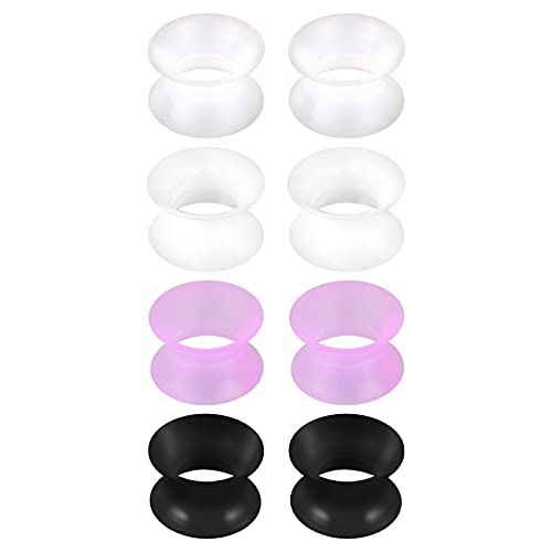 D.Bella Tapones de silicona para los oídos, túneles flexibles, dilatadores de oreja, expansores, joyería de piercing, 4 pares, 6/8/10/12/14/16/18/20 mm, Silicona