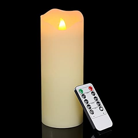 PChero Real Wax LED Pillar Candle, 1pcs 8" Battery Operated Candle Light with Remote Flickering Flameless Candle for Room Wedding Date Decoration Cover