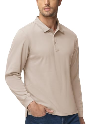 Image of MAGCOMSEN Men's Long Sleeve Golf Polo Shirts Collared Athletic Quick Dry Lightweight Work Shirts