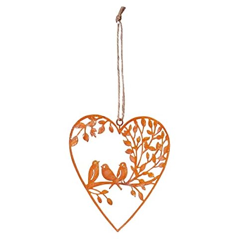 levandeo Herz 12x13cm Metall Hänger Vogel Gartendeko Türschild Edelrost Wandbild Rostdeko Deko Rost Gartenschild Geschenkidee Cover