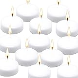 10 Hour Floating Candles, 3” White Unscented Dripless Wax Discs, for Cylinder Vases, Centerpieces at Wedding, Party, Pool, Holiday (36 Set)