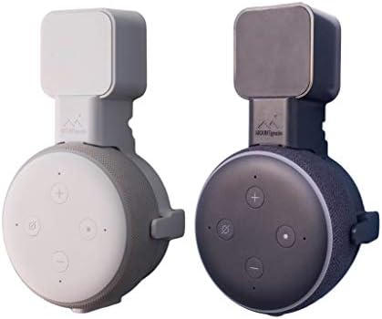 Dot Genie [Square Plug ONLY 2018-2021: Dot 3rd Gen Wall Mount | The Original Outlet Hanger | No Muffled Sound | Exposed Speaker Grill, Mics, and Lights (Black & White, 2-Pack)