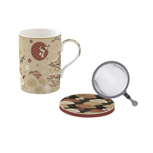 COFFRET TISANIERE 35CL EN PORCELAINE AVEC FILTRE INOX KIMONO