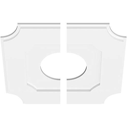 Image of Ekena Millwork CMP20LE2-07000 Locke Architectural Grade PVC Contemporary, Two Piece Urethane Ceiling Medallions 20 inchOD x 7 inchID x 12 inchC x 1 inchP