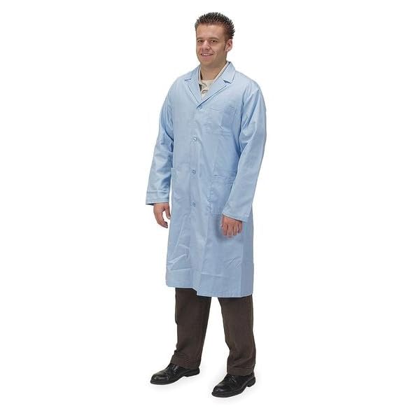 Collared Lab Coat, Male, XL, Light Blue