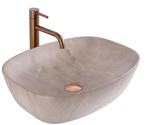 Rea VASQUE À POSER Freja Beige Lavabo Salle de Bain 510 x 395 x 140 mm en Céramique (beige)