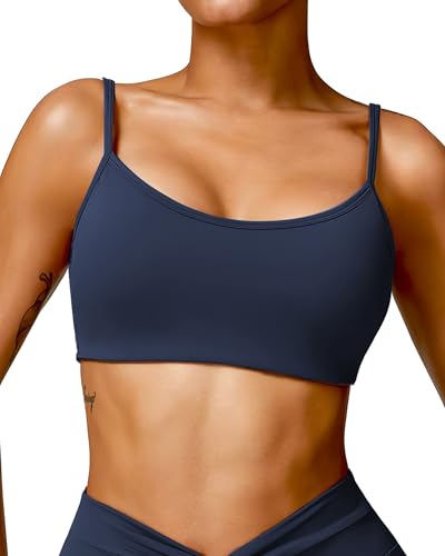 Image of QUOJIZY Sports Bras for Women Open Back Workout Tops for Women Yoga Bra Spaghetti Straps Twist Back