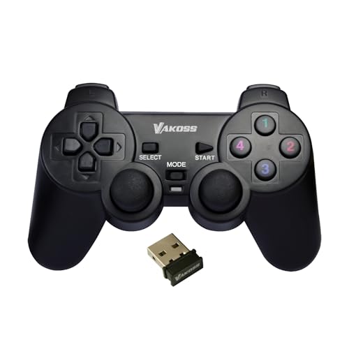 VAKOSS GP 4705BK Gamepad Inalámbrico, Mando de Juegos Universal para PC, PS3, Color Negro