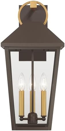 The Great Outdoors 78103-886 Bayra 21" High 3-Light Outdoor Lantern - Painted Legacy Brass and Dark Bronze with Clear Glass