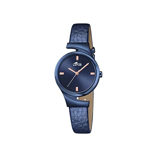 Lotus 18345/1 – Reloj analógico para Dama con Esfera Azul y Correa de Piel Azul (Mecanismo de Cuarzo).
