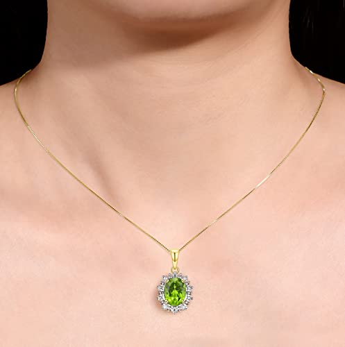 Image of Rylos Women's Yellow Gold Plated Silver Princess Diana Ring & Pendant Set. Gemstone & Diamonds, 9X7MM Birthstone. Matching Friendship Jewelry, Sizes 5-10.