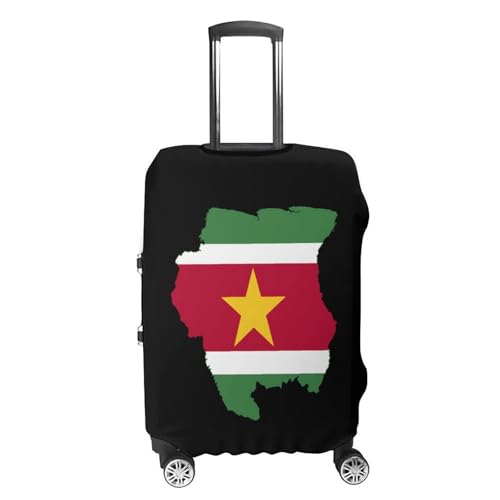 Flag Map of Suriname Travel Luggage Cover for Suitcase 19-32 Inches Elastic Washable Baggage Protector4