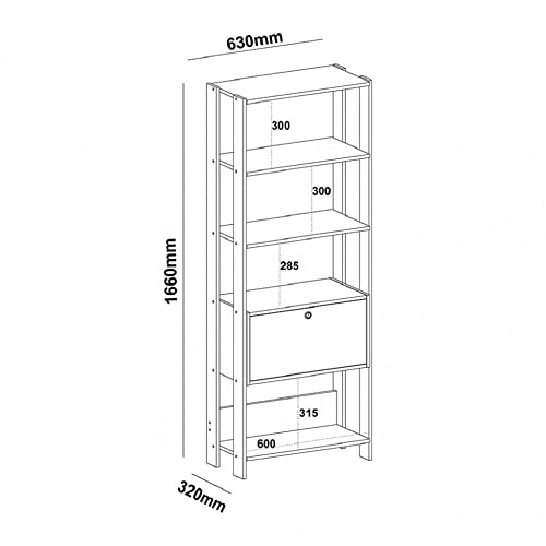 Estante Organizadora com porta basculante MATCH cor Pinho/Preto - Artely